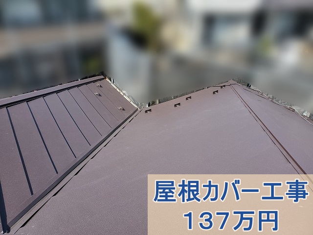 スーパーガルテクトの屋根カバー工事と雪止めが交換された屋根