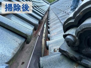 福島県いわき市　雨樋掃除を行い綺麗な状態の雨樋にした状態