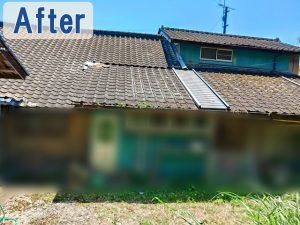 福島県広野町　瓦屋根にできた亀裂や隙間をシーリングにより塞ぐ補修工事を行った状態