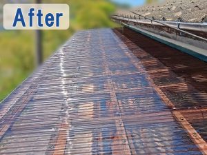 福島県広野町　2階ベランダの波板屋根を新しくポリカ波板に交換した状態