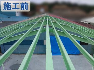 福島県郡山市　新しい倉庫の骨組み部分が出来ている状態