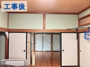 福島県双葉郡富岡町　室内土壁のクロス張り替え工事を行った状態