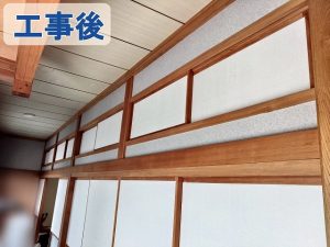 福島県双葉郡富岡町　室内土壁のクロス張り替え工事を行った状態（廊下）